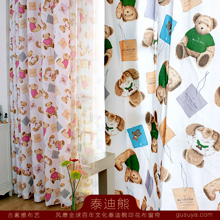 卡通动漫儿童窗帘定制风靡全球百年文化泰迪熊